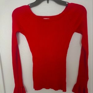 Say What? Cherry Red flare cuff sweater, Women's